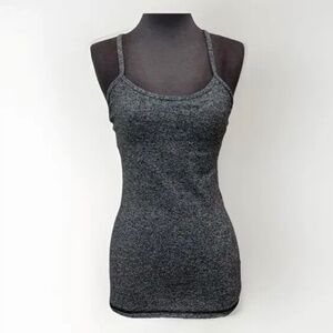 Lululemon Power Y Tank *Luon Women's 4 Gray Racerback Running Shelf Bra